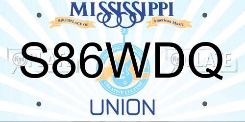 S86WDQ Mississippi License Plate