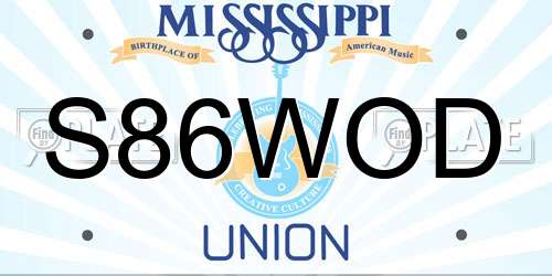 S86WOD Mississippi License Plate