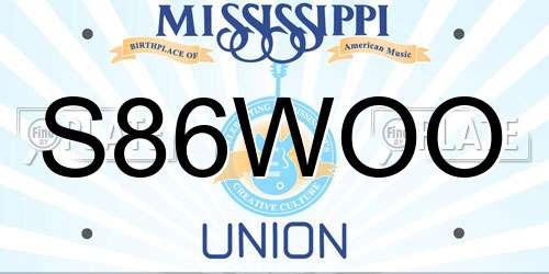 S86WOO Mississippi License Plate