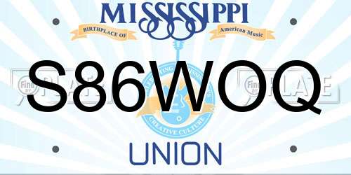 S86WOQ Mississippi License Plate