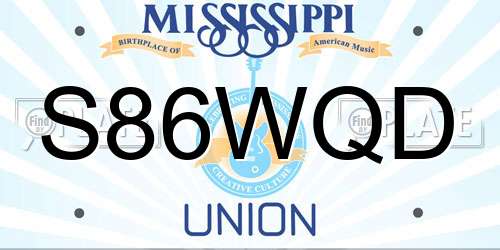 S86WQD Mississippi License Plate