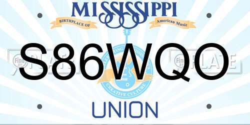 S86WQO Mississippi License Plate