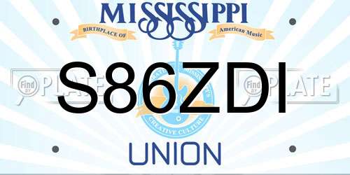 S86ZDI Mississippi License Plate