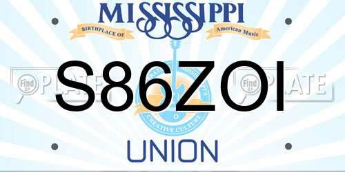 S86ZOI Mississippi License Plate