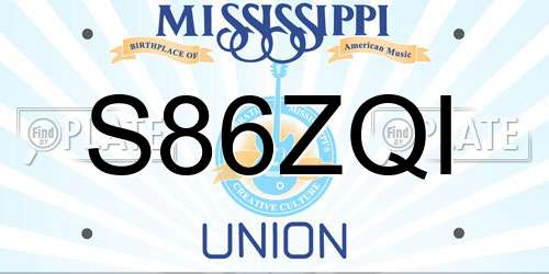 S86ZQI Mississippi License Plate