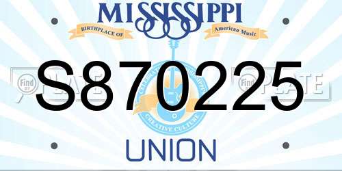 S870225 Mississippi License Plate