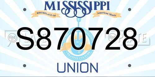 S870728 Mississippi License Plate