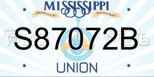 S87072B Mississippi License Plate