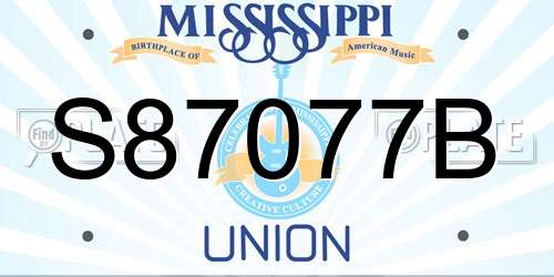 S87077B Mississippi License Plate
