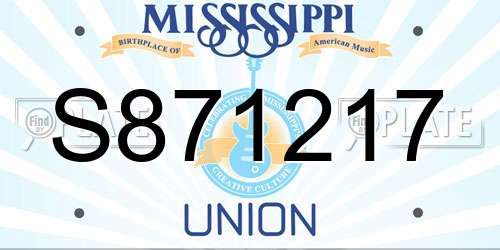 S871217 Mississippi License Plate