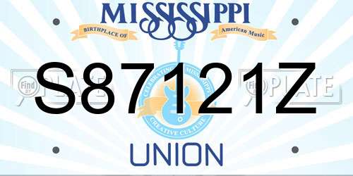 S87121Z Mississippi License Plate