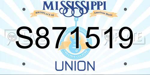 S871519 Mississippi License Plate
