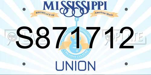S871712 Mississippi License Plate