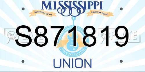 S871819 Mississippi License Plate
