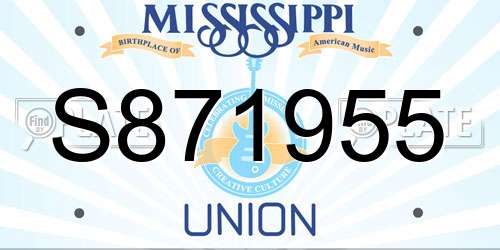 S871955 Mississippi License Plate
