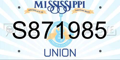 S871985 Mississippi License Plate