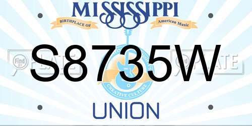 S8735W Mississippi License Plate