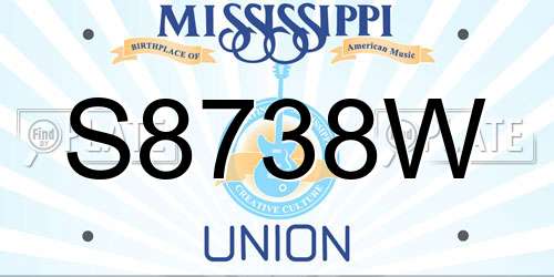 S8738W Mississippi License Plate