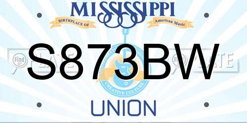 S873BW Mississippi License Plate