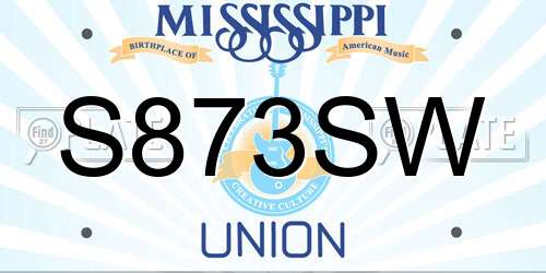 S873SW Mississippi License Plate