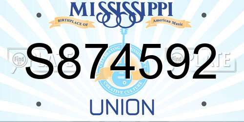 S874592 Mississippi License Plate