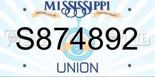 S874892 Mississippi License Plate