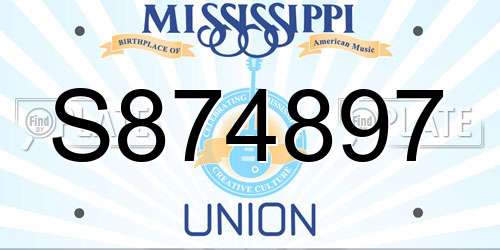 S874897 Mississippi License Plate