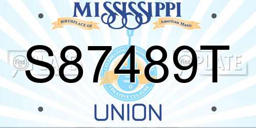 S87489T Mississippi License Plate