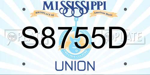 S8755D Mississippi License Plate
