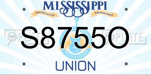 S8755O Mississippi License Plate