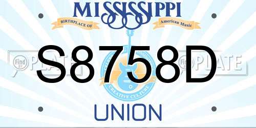 S8758D Mississippi License Plate