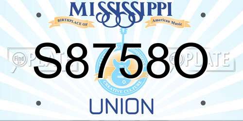 S8758O Mississippi License Plate
