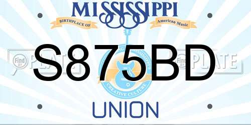 S875BD Mississippi License Plate