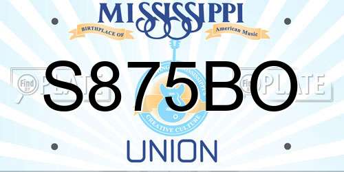 S875BO Mississippi License Plate