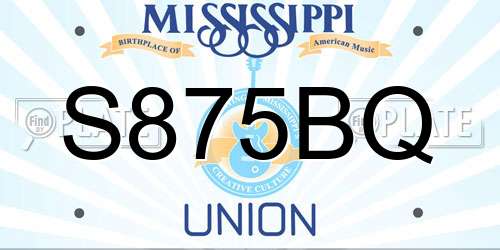 S875BQ Mississippi License Plate