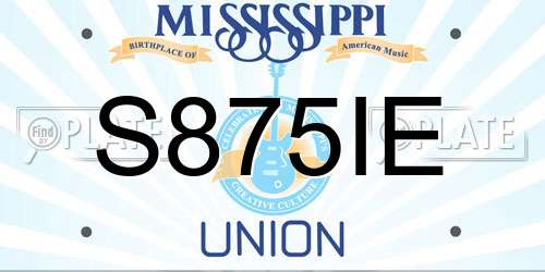 S875IE Mississippi License Plate