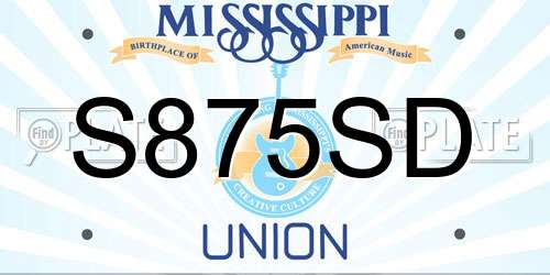 S875SD Mississippi License Plate