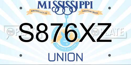 S876XZ Mississippi License Plate