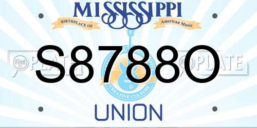 S8788O Mississippi License Plate