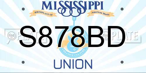 S878BD Mississippi License Plate
