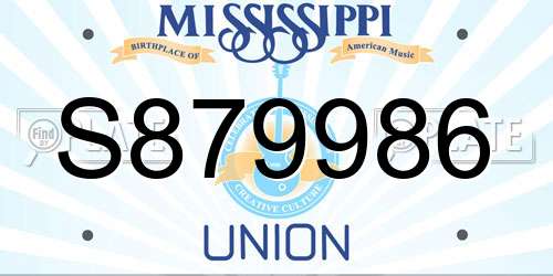 S879986 Mississippi License Plate