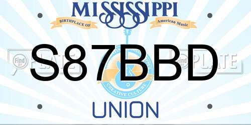 S87BBD Mississippi License Plate