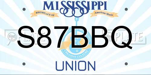 S87BBQ Mississippi License Plate