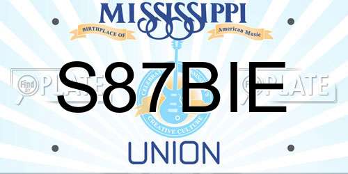 S87BIE Mississippi License Plate