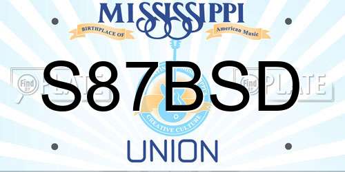 S87BSD Mississippi License Plate