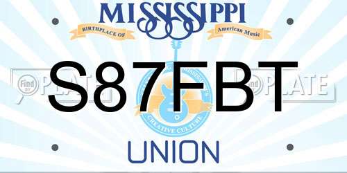 S87FBT Mississippi License Plate
