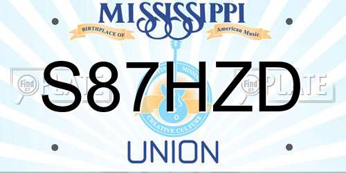 S87HZD Mississippi License Plate
