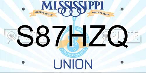 S87HZQ Mississippi License Plate