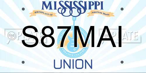 S87MAI Mississippi License Plate