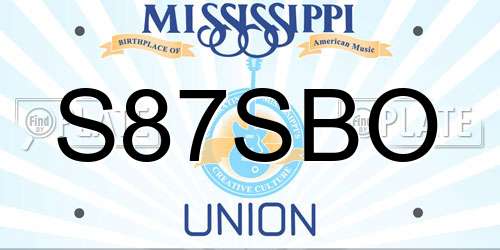 S87SBO Mississippi License Plate